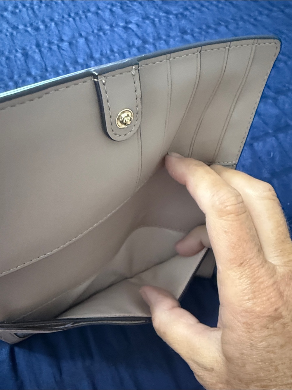 kate spade Cream Saffiano Zip-Around Wallet with Gold Logo - Picture 7 of 11